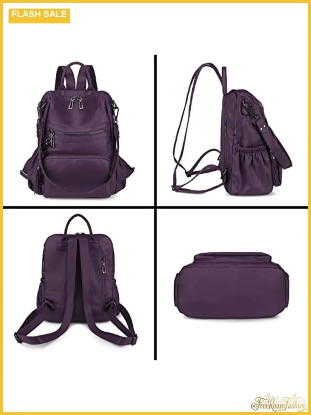 Vegan Leather Travel Backpack Purse with Tassel, 10 Pockets, for Women